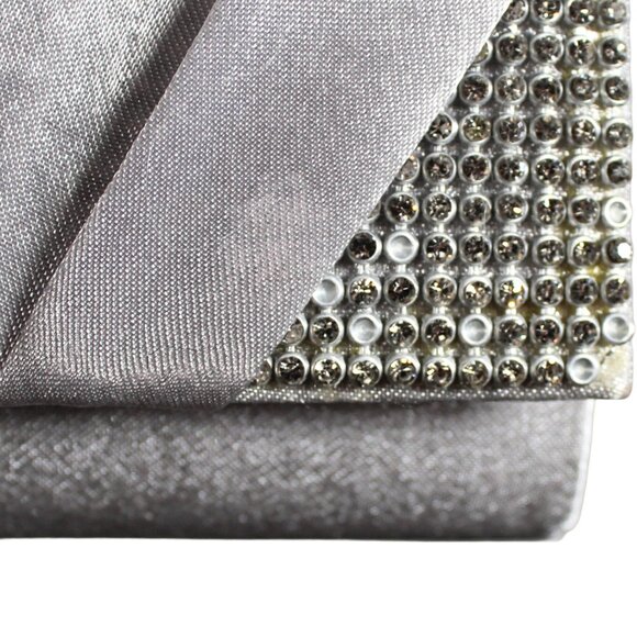 Pale Silver Grey Rhinestone Formal Clutch Purse with Chain Strap Bridal - Picture 7 of 8